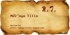 Mánya Tilla névjegykártya